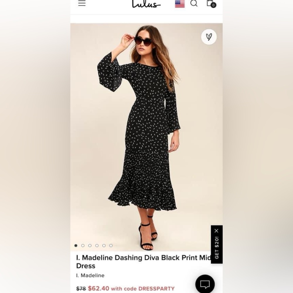Lulus Size Small Black & White Midi - Excellent Condition